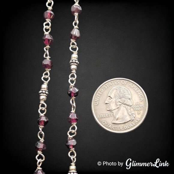 Silpada Garnet Sterling Silver Faceted Beaded Necklace - Picture 9 of 11